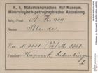 Etiketten zu Sphalerit (NHMW-MIN-Ak909)